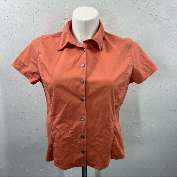 J. Jill Orange Stretch Short Sleeve Button Down Shirt - Picture 1 of 6